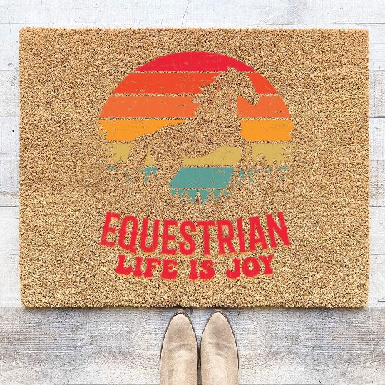 Equestrian Life Is Joy Horseback Riding Girl Coir Doormats
