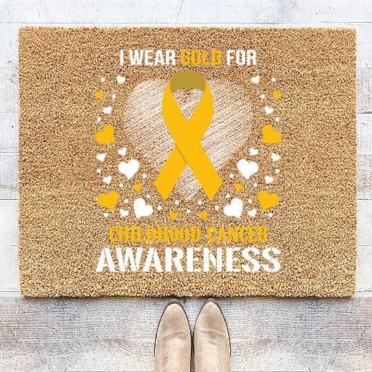 I Wear Childhood Cancer Awareness Supporter Ribbon Coir Doormats