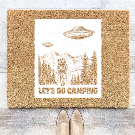 Let's Go Camping - White Ink Coir Doormats