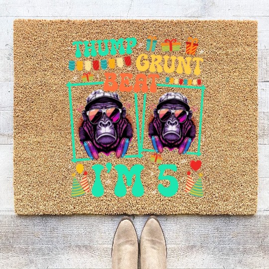 Thump Grunt Beat I'm 5 Gorilla Lover Kid 5th Coir Doormats