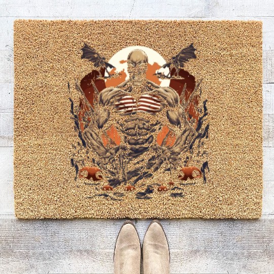 Scary Beast Creepy Swole Halloween Gym Gains Coir Doormats