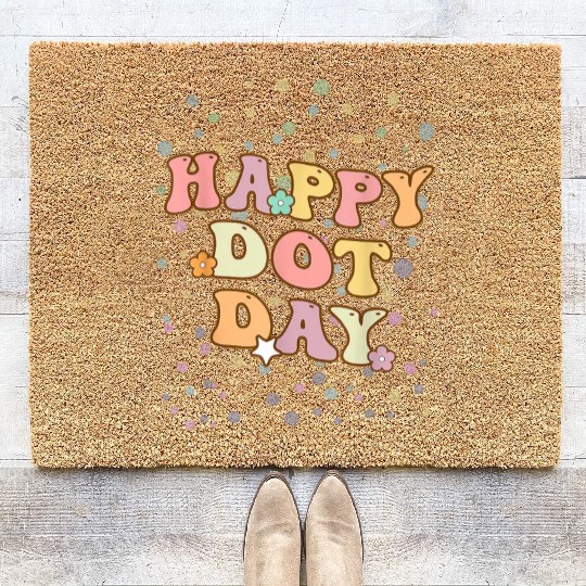 Groovy Happy Dot Day Teacher Kids Coir Doormats