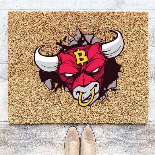 Angry bull crypto sign Coir Doormats