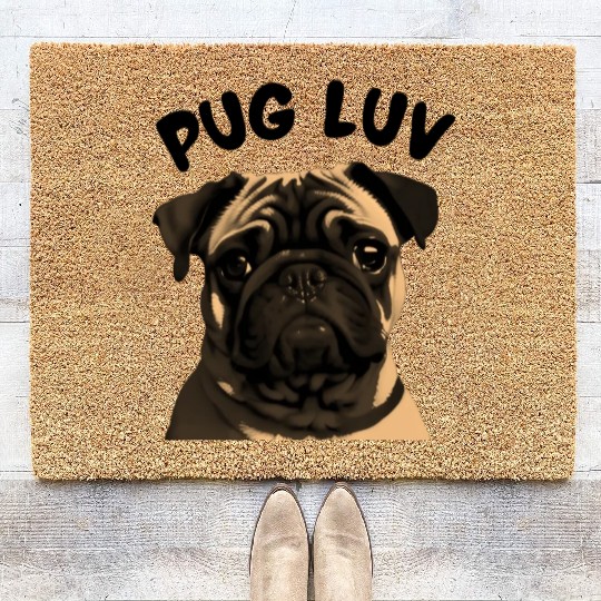 Pug lovers graphic Coir Doormats and apparel