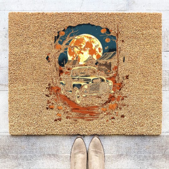 Creepy Old Truck Halloween Haunted Classic Truck Coir Doormats