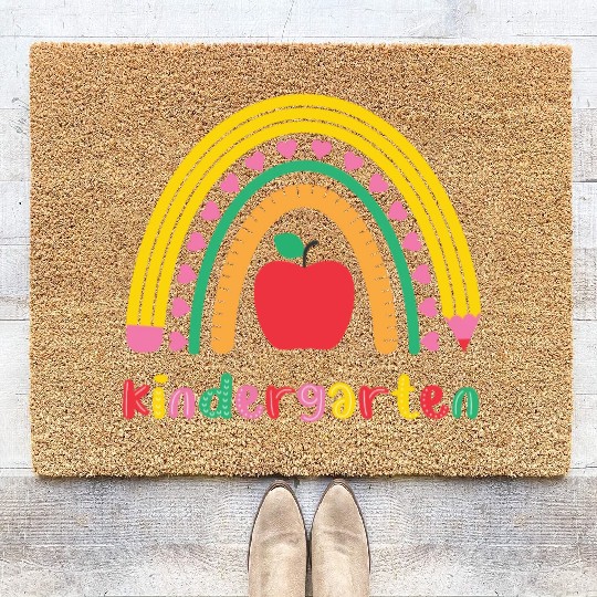 Kindergarten Rainbow Girls Kids Teacher Team Coir Doormats