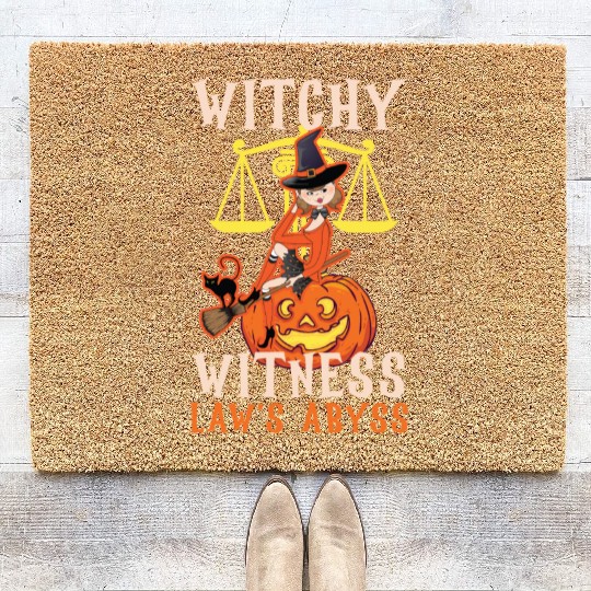 Witchy Witness Law's Abyss Scary Lawyer Halloween Coir Doormats
