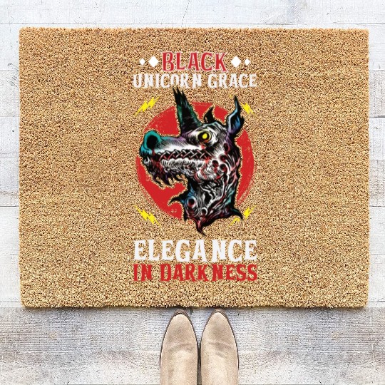Dark Unicorn Horror Unicorn Midnight Unicorn Dark Coir Doormats