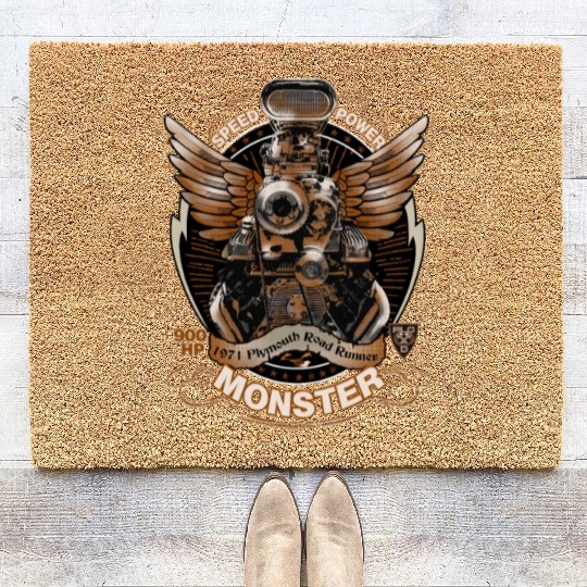 Muscle car - Powerful 900 hp engine Coir Doormats