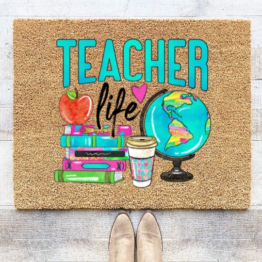 Teacher Life Happy Teachers Day Coir Doormats