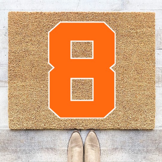 Number 8 Sports Orange Coir Doormats