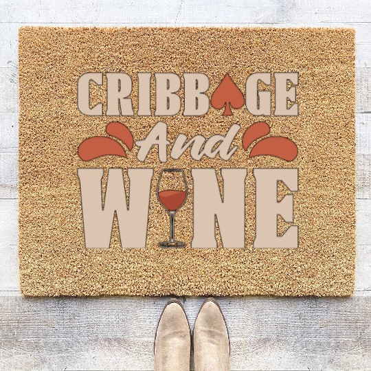 Cribbage And Wine Loves Board Game Card Game Crib Coir Doormats