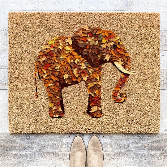 African Elephant in Autumn: Colorful Foliage and Coir Doormats