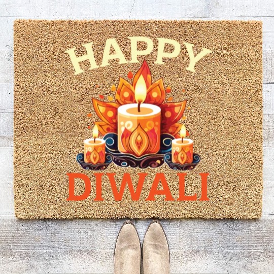 Happy Diwali Diwali Festival Indian Hindu Hinduism Coir Doormats