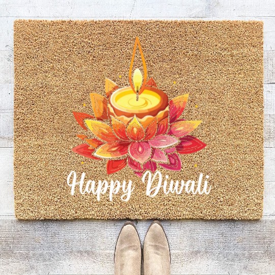 Happy Diwali Diwali Festival Indian Hindu Hinduism Coir Doormats