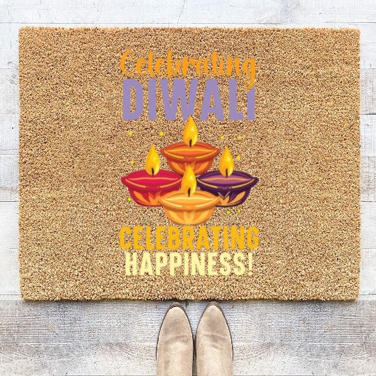 Happy Diwali Diwali Festival Indian Hindu Hinduism Coir Doormats