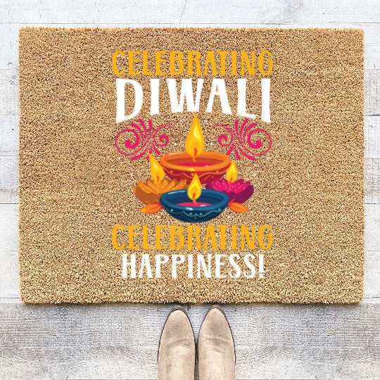 Happy Diwali Diwali Festival Indian Hindu Hinduism Coir Doormats