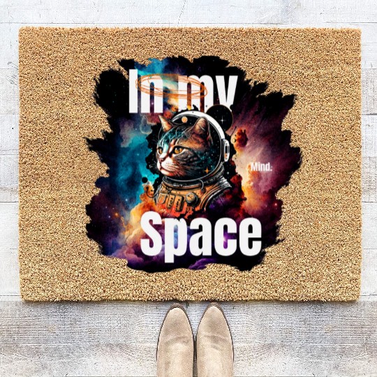 In my Mind Space Cat Astronaut Animal Pets Lover Coir Doormats