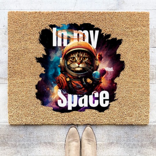 In my Mind Space Cat Astronaut Animal Pet Lover Coir Doormats