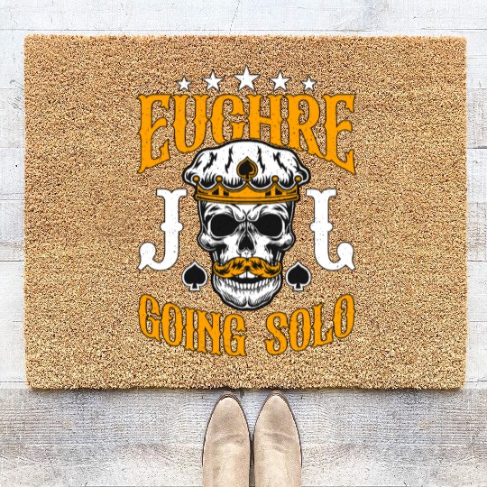 Euchre Going Solo Board Game Loves Playing Cards Coir Doormats