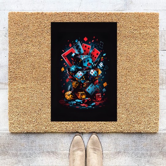 cool Dice, domino. Cards games poker design Coir Doormats