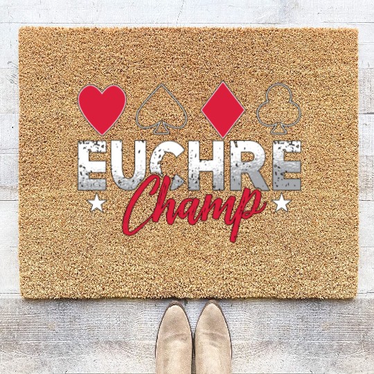 Euchre Champ Playing Cards Pinochle Board Game Coir Doormats