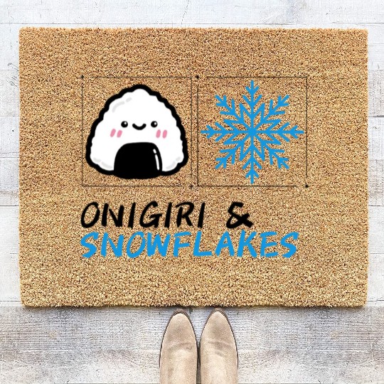 Onigiri and Snowflakes for the Holidays Coir Doormats