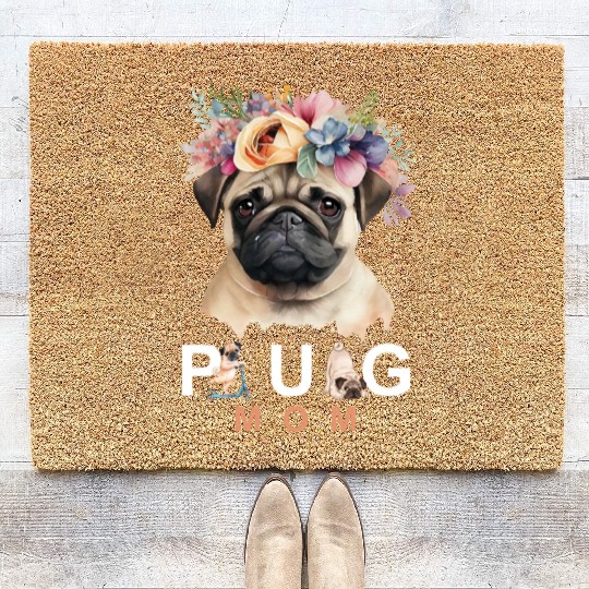 Pug Mom pet design Coir Doormats