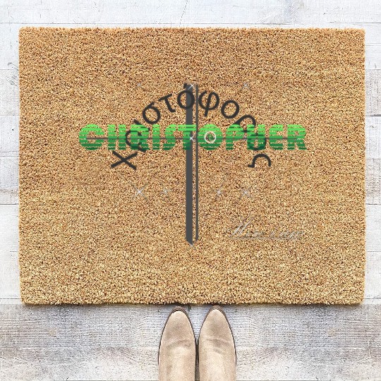 Christopher green design - Greek Origin & bitcoin Coir Doormats