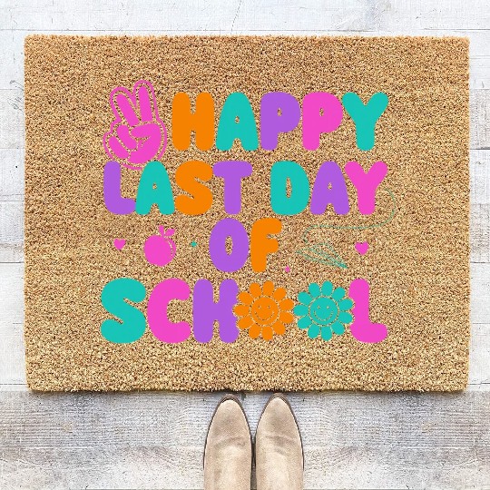 Happy Last Day Of School Teacher Summer Vacation Coir Doormats