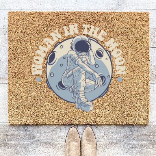 Woman In The Moon Spacecraft Cosmonaut Astronaut Coir Doormats