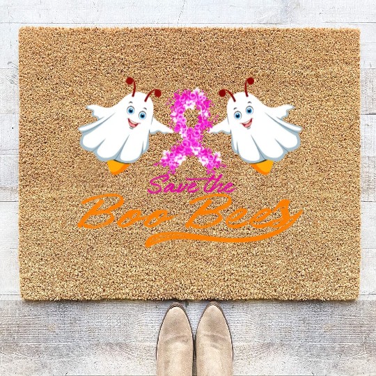 Fun Boobs Save The Boo Bees Breast Cancer Coir Doormats