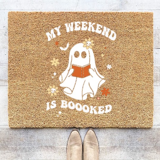 My Weekend is Boooked Ghost Reading Books Teacher Coir Doormats