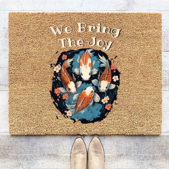 Koi Fish Koi Carp Japanese Koi Garden-Pond funny Coir Doormats