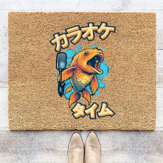 Koi Fish Koi Carp Japanese Koi Garden-Pond funny Coir Doormats