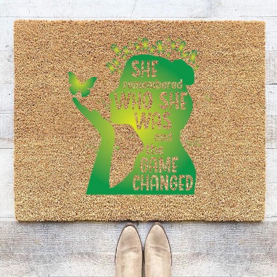 Mental Health Green Ribbon Butterfly Coir Doormats