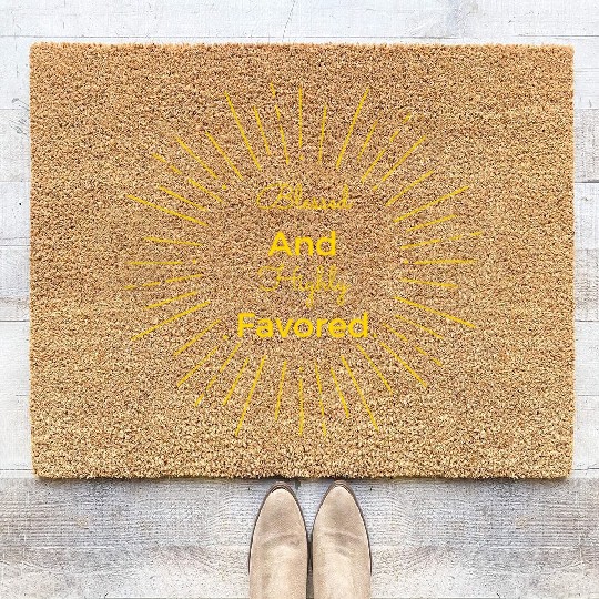 Blessed and Highly Favored Gold Coir Doormats