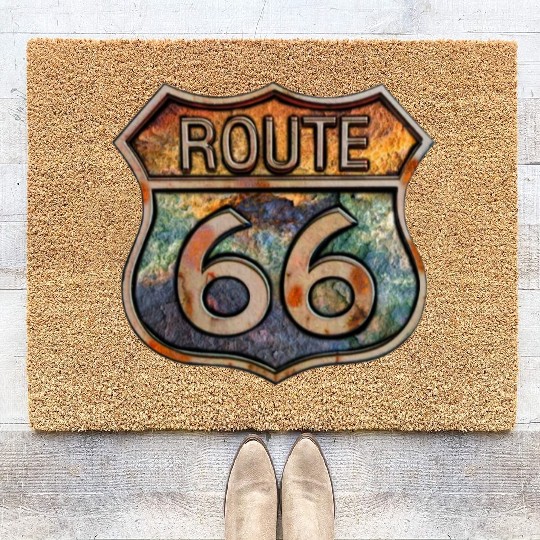 Route 66 vintage sign - Dingy metal sign 2 Coir Doormats
