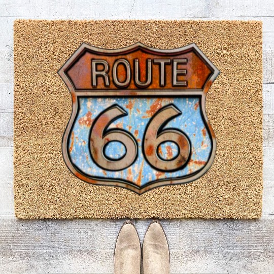 Route 66 vintage sign - Rusty metal sign 3 Coir Doormats
