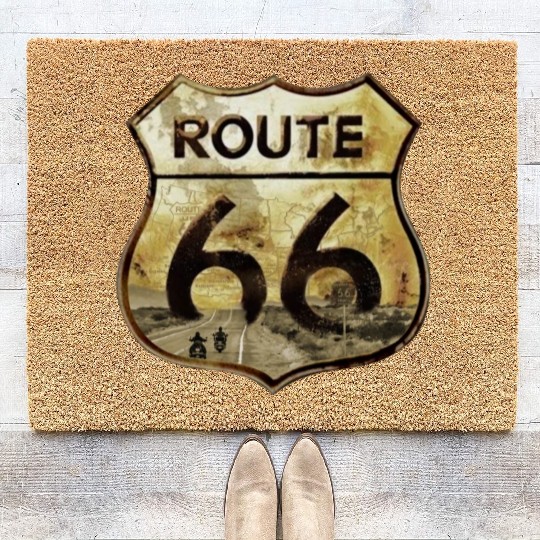 Route 66 trip with motorcycle Coir Doormats