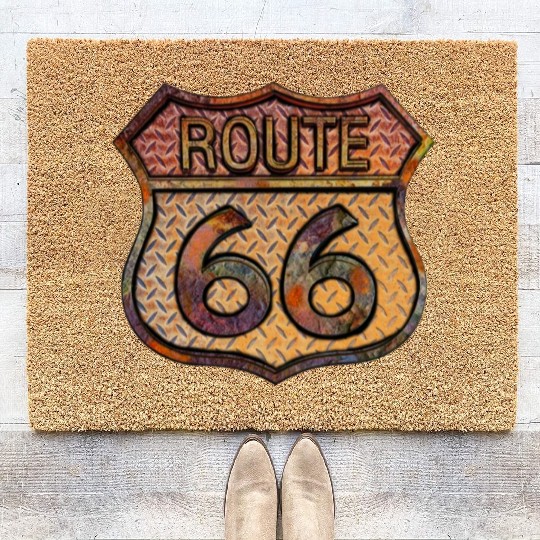 Route 66 vintage sign - Rusty metal 2 Coir Doormats