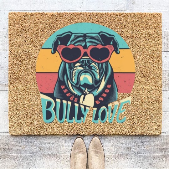 Dog Love Bully Retro Coir Doormats Dog owner Bully lover