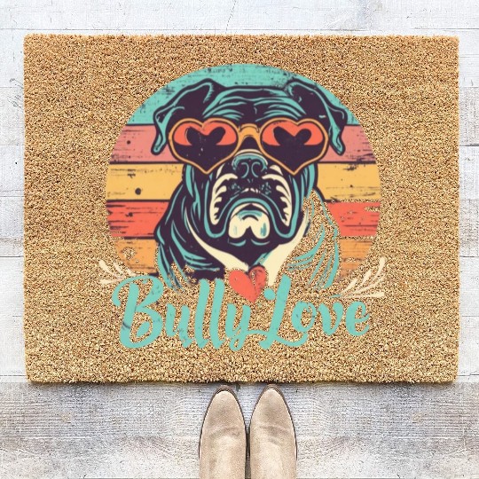Dog Love Bully Retro Coir Doormats Dog owner Bully lover