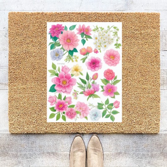 Lavender and Lilac Spring Flowers Coir Doormats