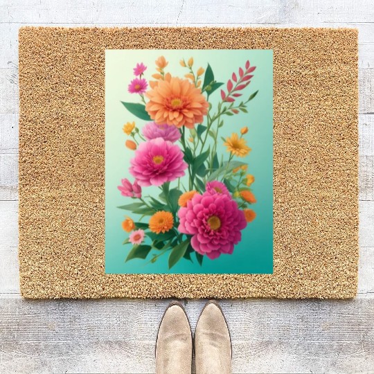 Rose and Ruby Spring Flowers Coir Doormats