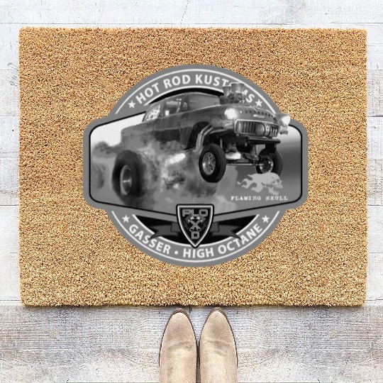 Hot Rod Gasser BW Coir Doormats