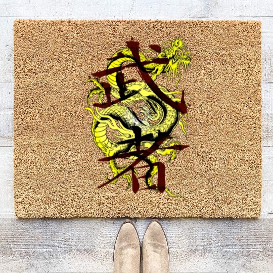 Yellow Dragon Warrior Coir Doormats