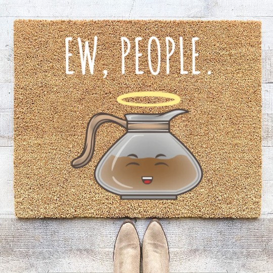 Ew People Angel Coffee Pot Coir Doormats