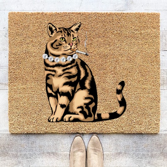 Cat Smoking Coir Doormats
