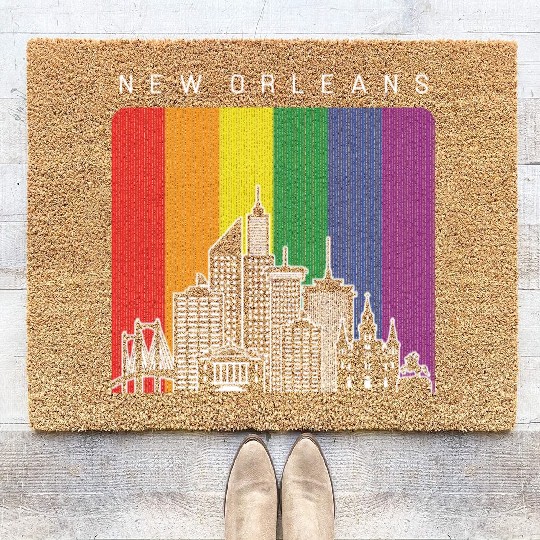New Orleans Louisiana Rainbow Flag LGBT Pride Coir Doormats